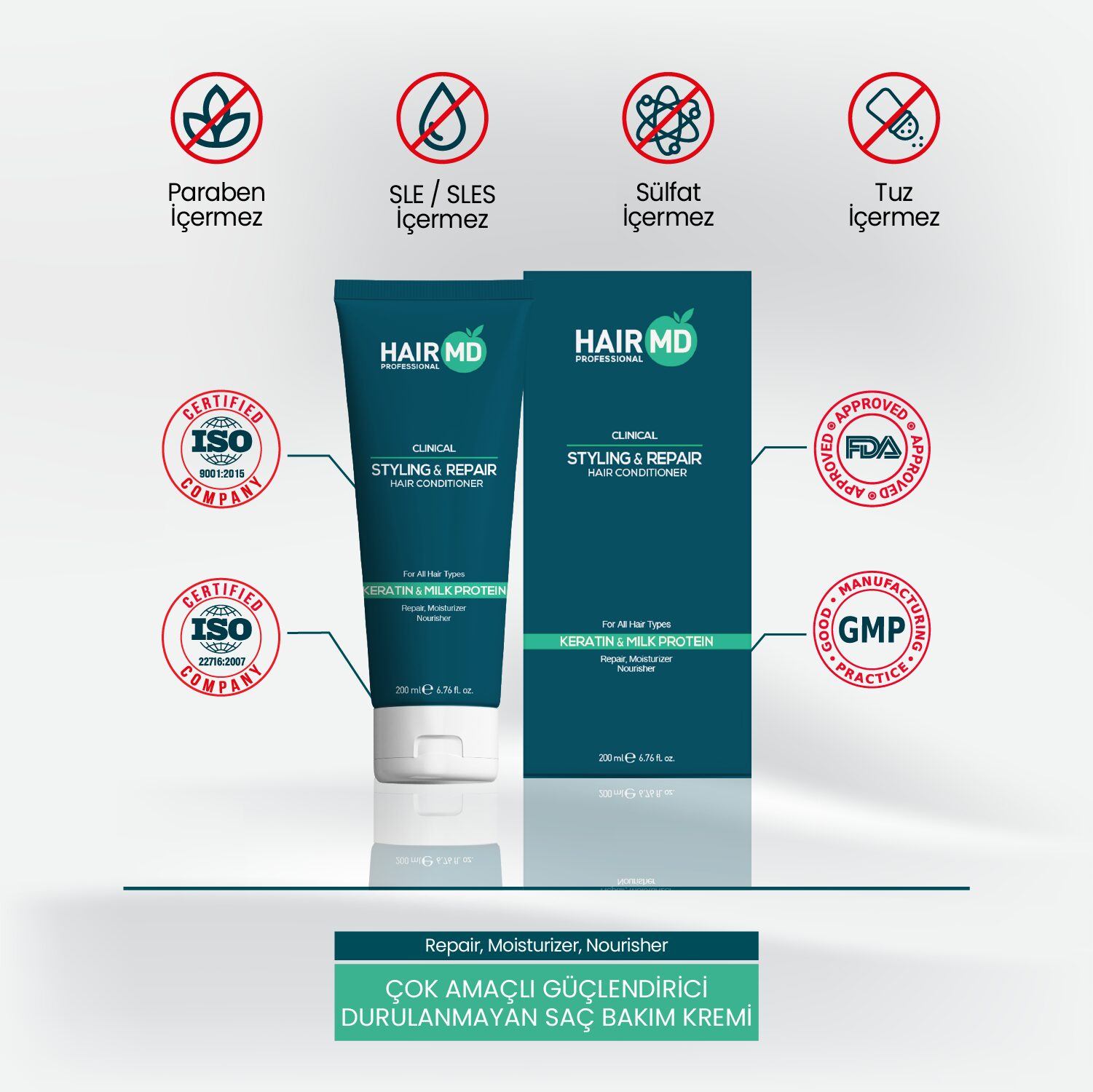 HairMD Clinical Şekillendirici ve Onarıcı Saç Bakım Kremi 200 ml - Görsel 6