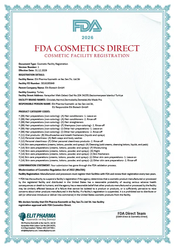 FDA Kozmetik Ürünleri Sertifikası