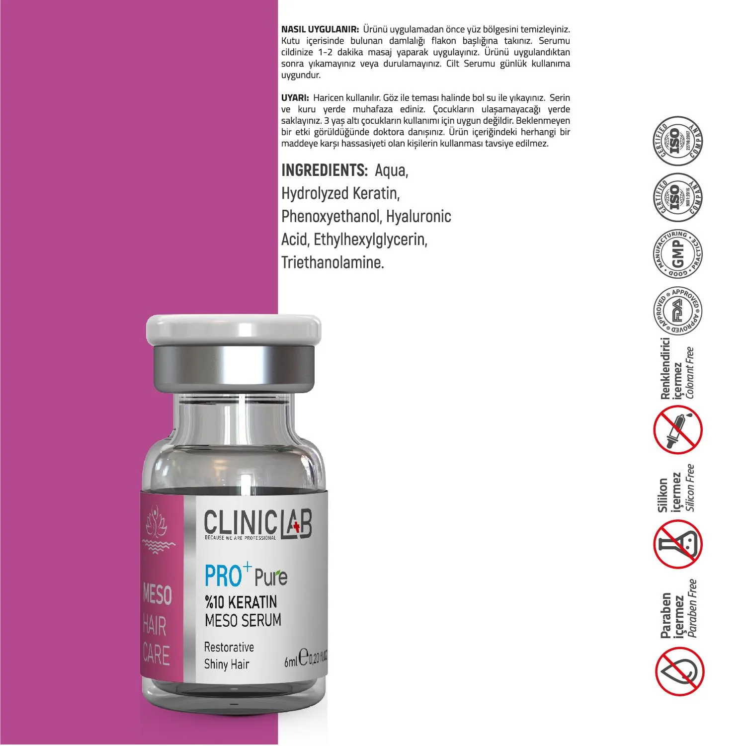 Pro+ Pure %10 Keratin Meso Serum 6 Ml X 10 Adet - Görsel 6