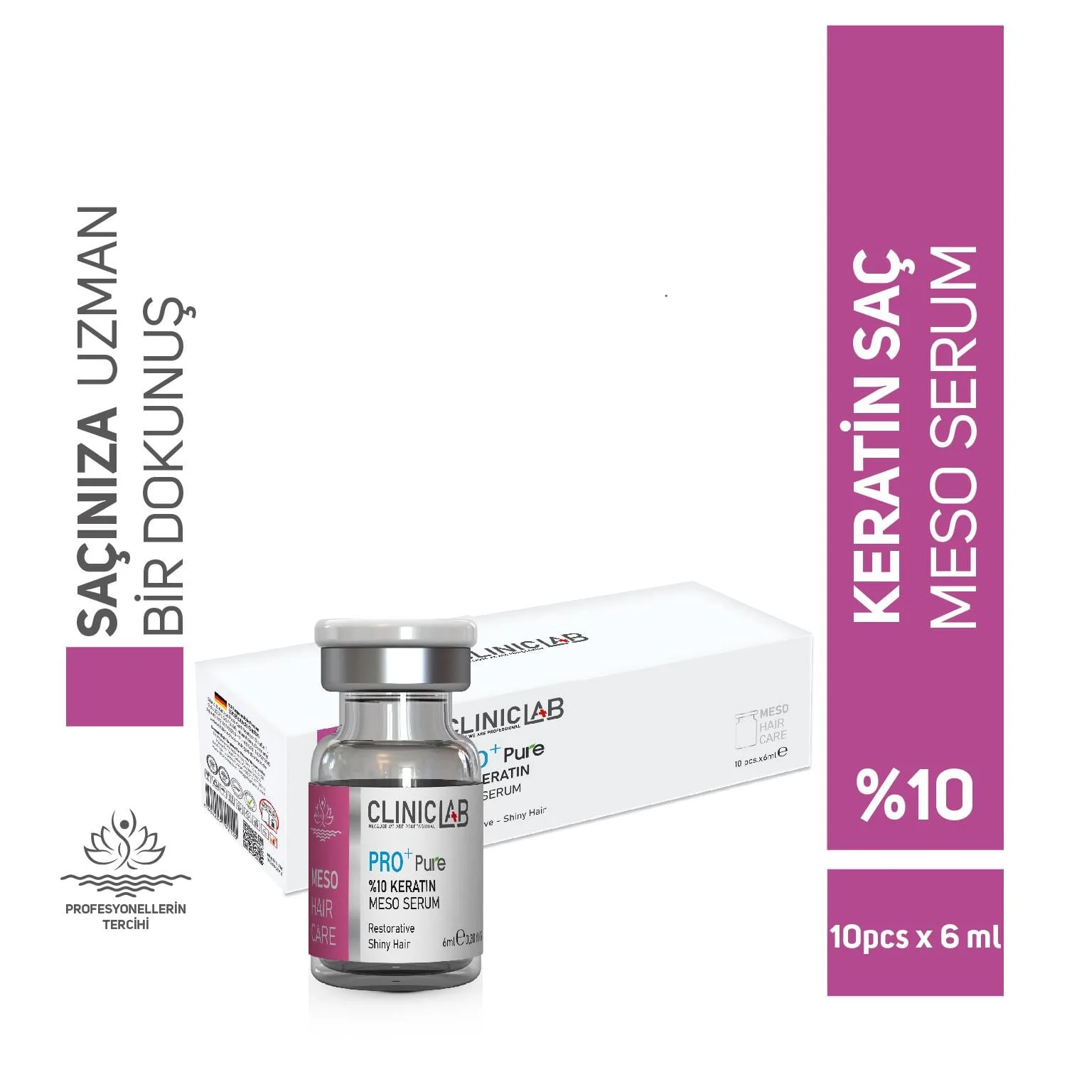 8684209792359_1 Pro+ Pure %10 Keratin Meso Serum 6 Ml X 10 Adet - Görsel 1